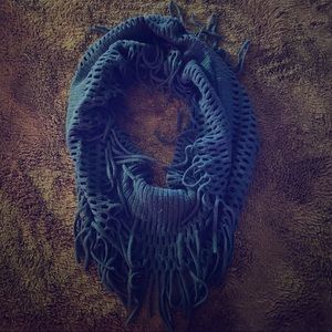 BUCKLE BRAND blue fringe infinity scarf